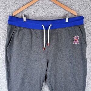Psycho Bunny Jogger Sweatpants Men Gray 3XL Drawstring Fleece Logo Pockets